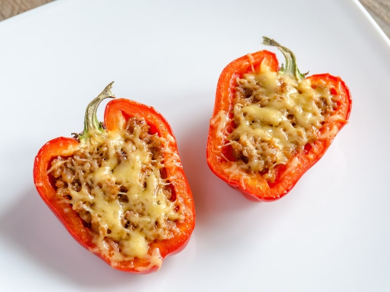 Stuffed cherry peppers without tomato sauce in plate