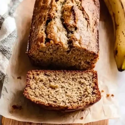 banana bread loaf place on wooden table