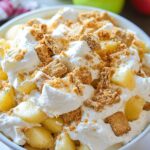 Caramel Apple Cheesecake Salad in white bowl