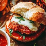 close view of Chicken Parmesan Sandwich and nearby two more sandwich and ketchup is place