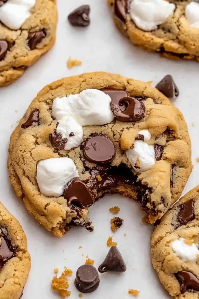 one chocolate chip cookie is half eaten