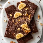 Chocolate Banana Bark in white plate