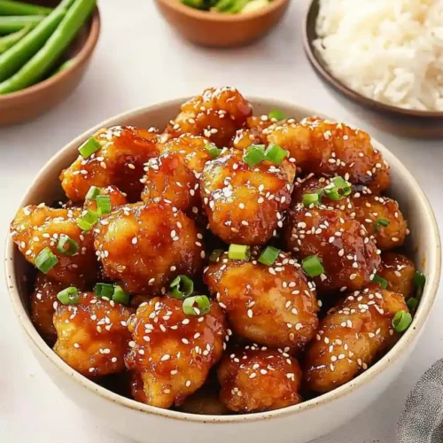 Honey Butter Fried Chicken in white bowl
