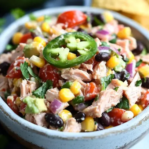 Mexican Tuna Salad in white bowl