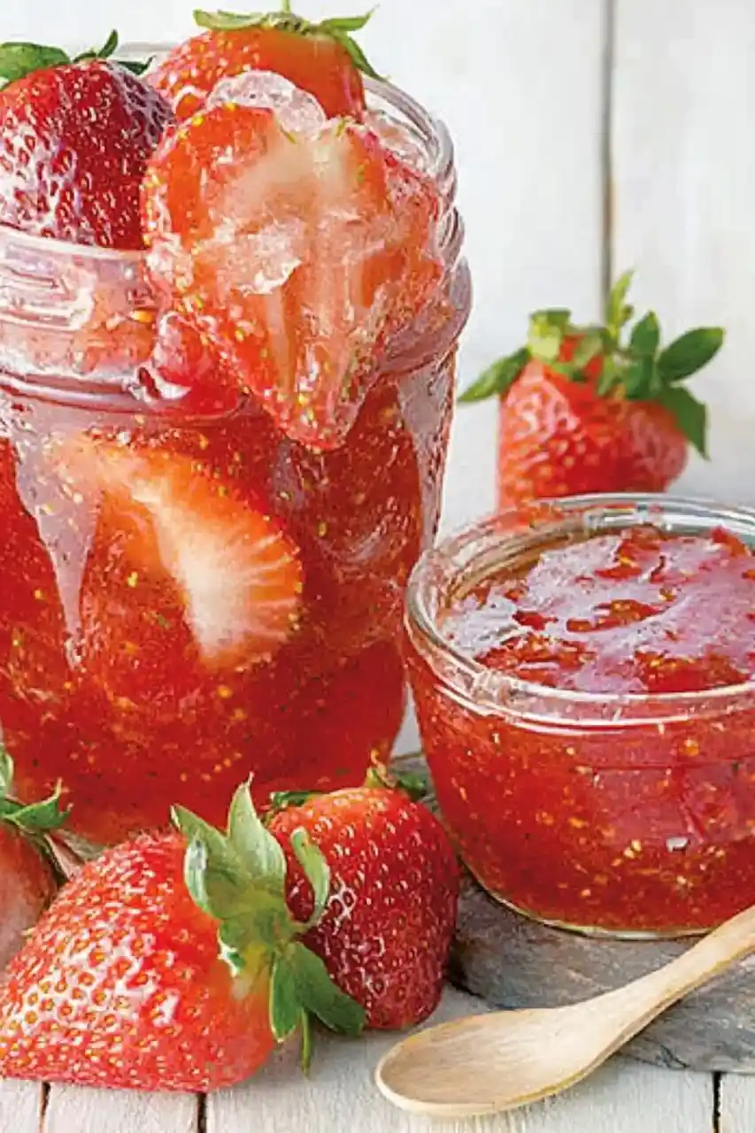 strawberry pepper jelly in small jar