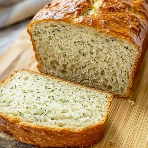 Dill Bread loaf on wooden table