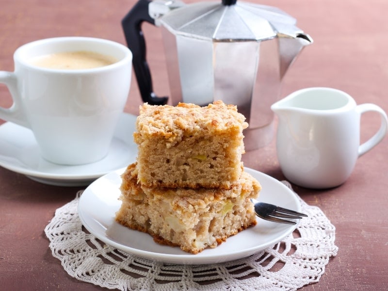 Old fashioned apple squares with tea