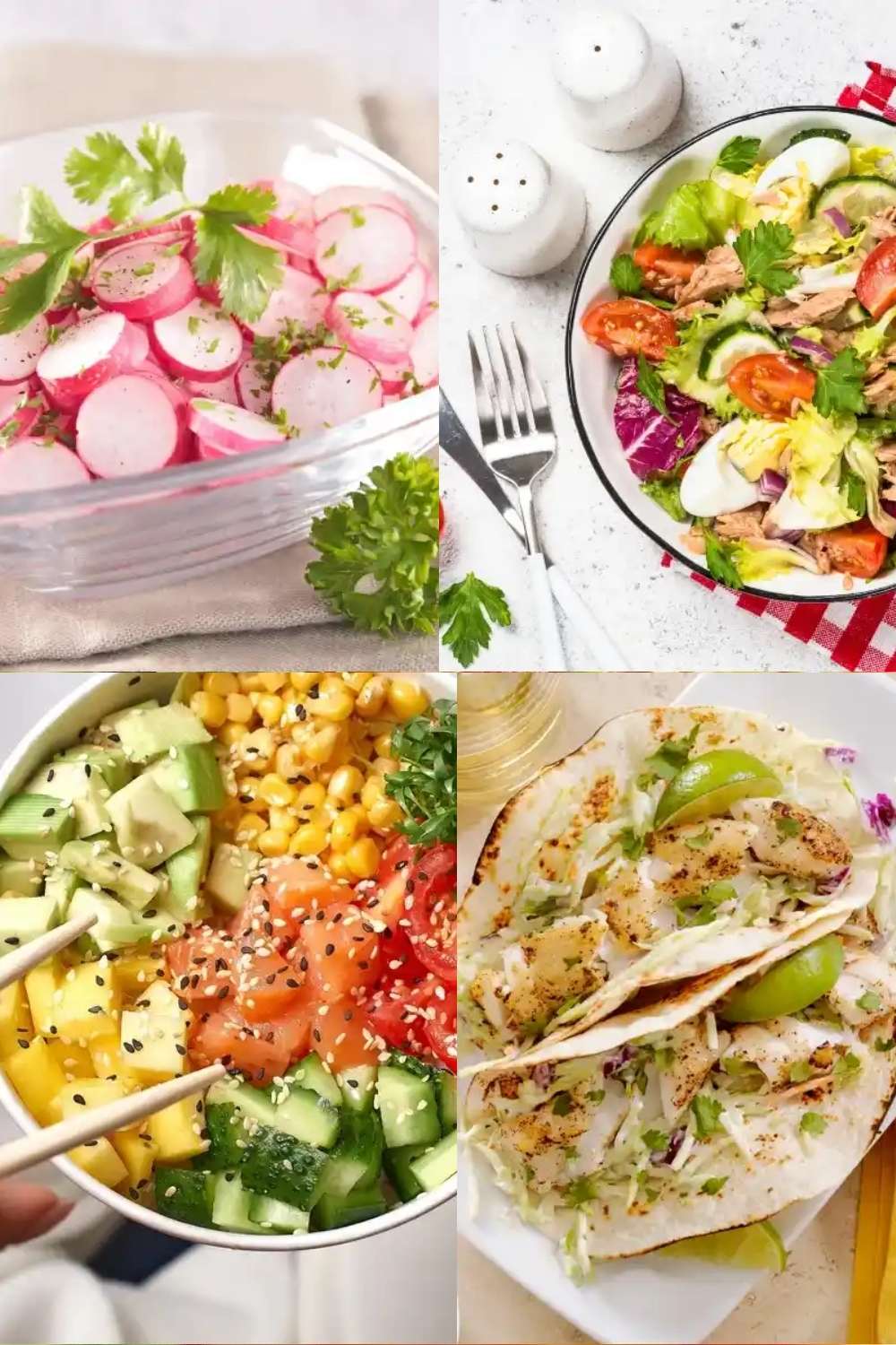 collection of four gluten free summer dinner recipes
