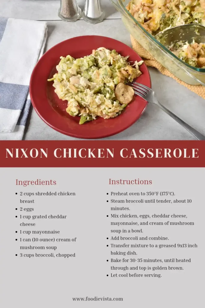 Nixon Chicken Casserole Ingredients and instructions 