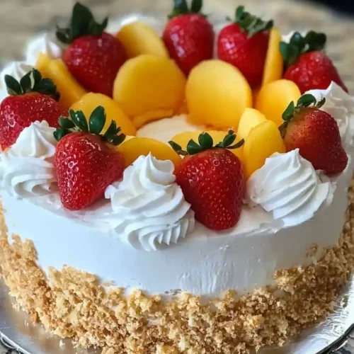 strawberry peach cake