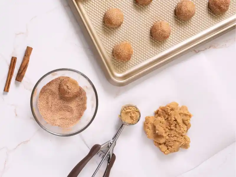 Scooped balls of chocolate Chipless cookies