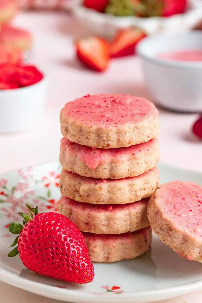 stack of strawberry pink cookies