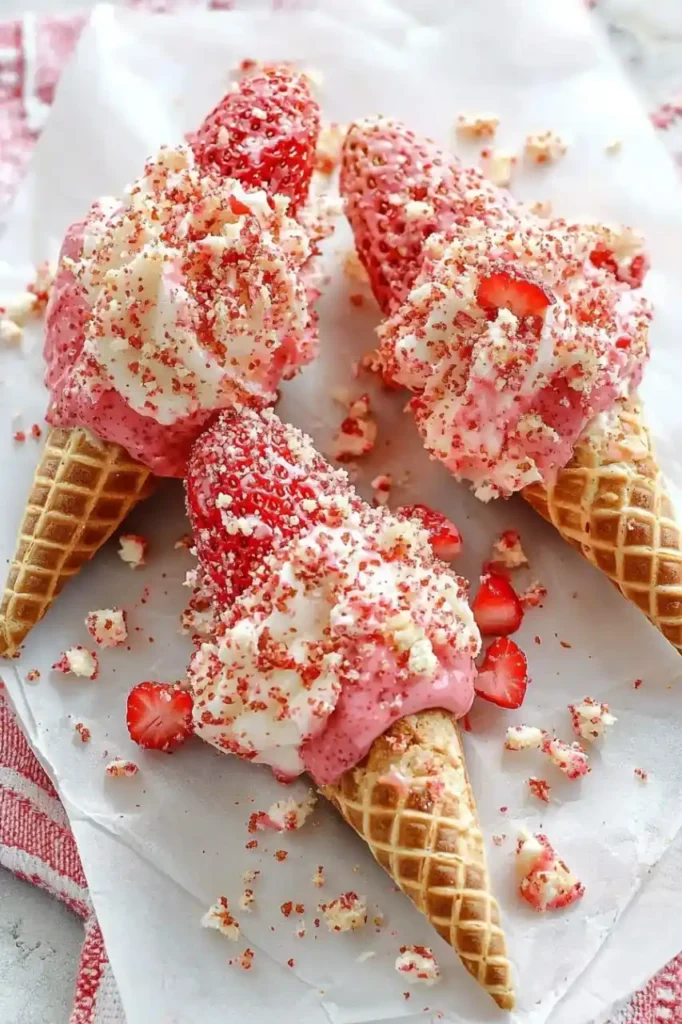 Strawberry Crunch Cheesecake Cones