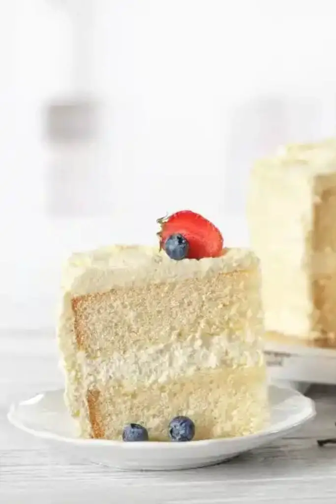 slice of Vanilla Cake With Strawberry Banana Filling