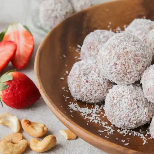 Strawberry Coconut Balls Recipe - FoodieVista