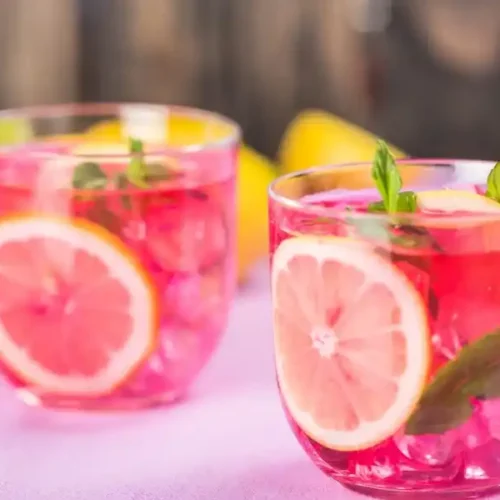 Strawberry lemon drop martini in glass