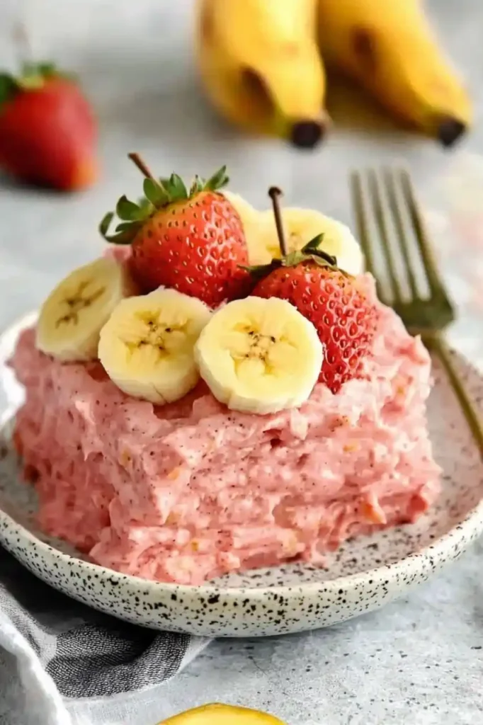 Strawberry Banana Poke Cake