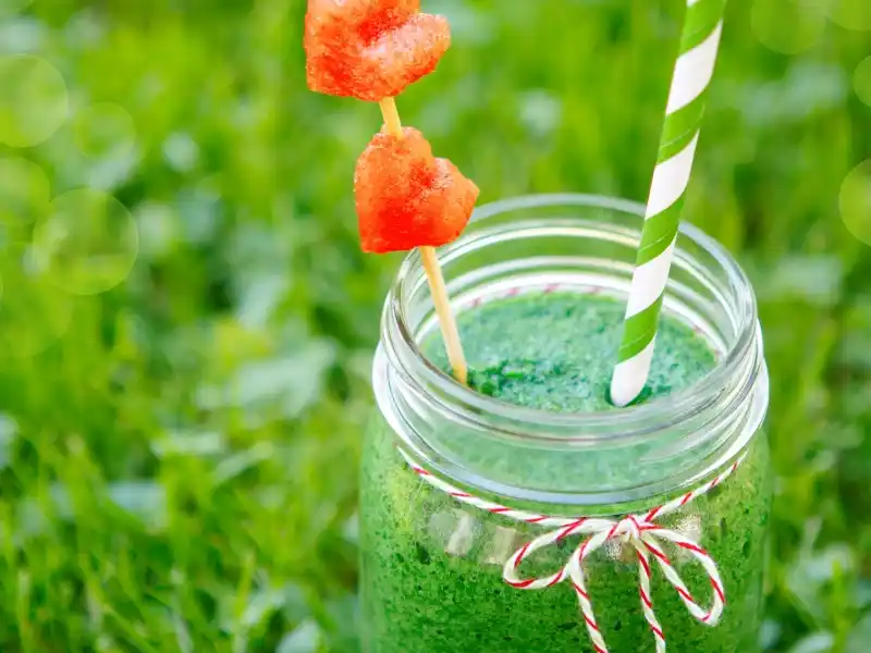 Watermelon and Spinach Smoothie in glass