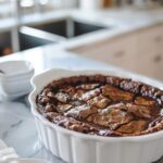 chocolate cobbler in dish