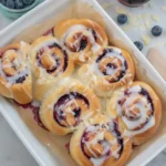 blueberry cinnamon rolls in tray