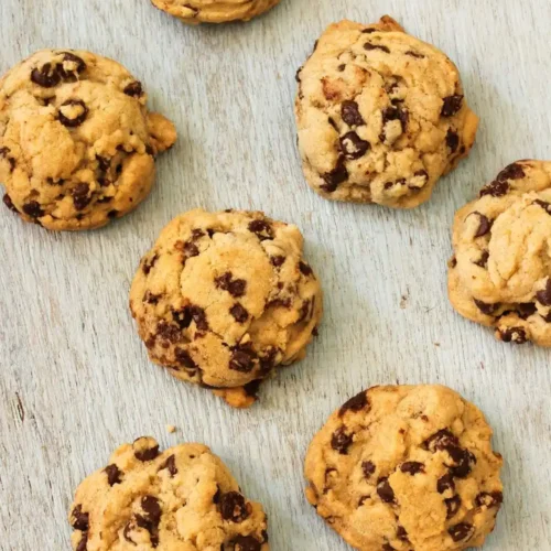 freshly baked chocolate chip cookies