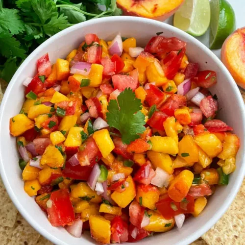 peach salsa in bowl