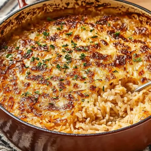 French Onion Soup Rice in pot