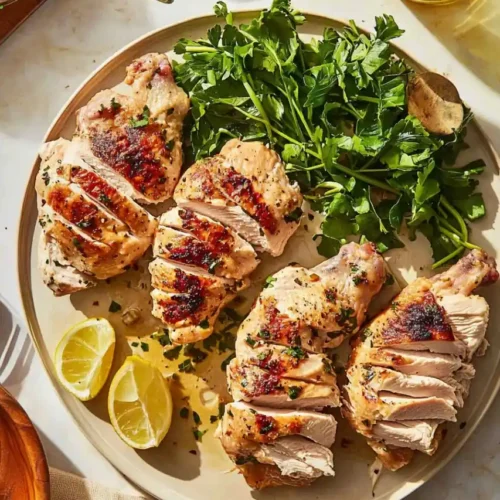 4 Ingredient Chicken Marinade With Soy Sauce served with cilantro and lime wedges