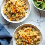 Turkey Cabbage Casserole with Rice in two bowls with salad