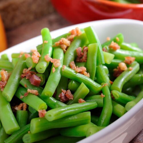 Sweet and Sour Green Beans no Bacon in dish