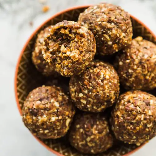 3 Ingredient Peanut Butter Banana Oatmeal Balls in bowl