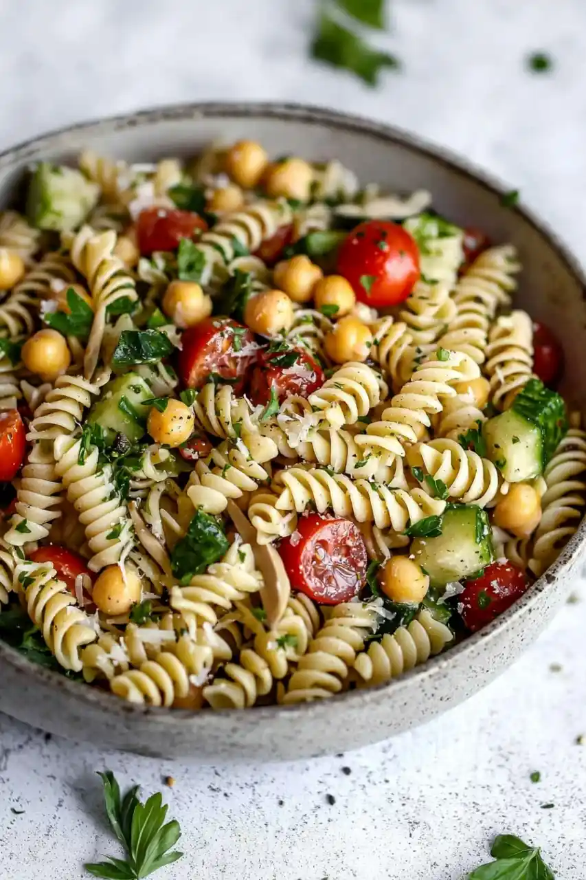 Italian Pasta Salad With Chickpeas - FoodieVista