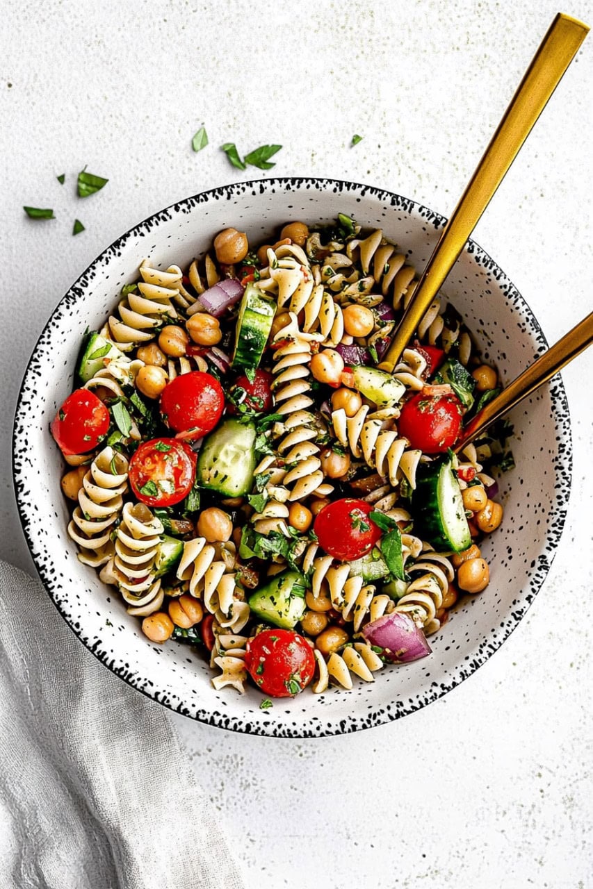 Italian Pasta Salad With Chickpeas - FoodieVista