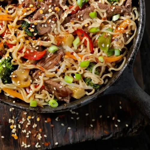 Ramen Noodles With Ground Beef And Vegetables