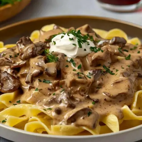 Ina Garten’s Beef Stroganoff close view