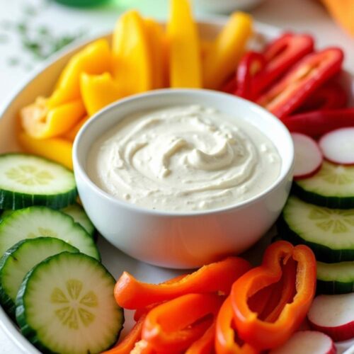 Wingstop Blue Cheese in a bowl placed in a middle of salad platter