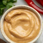 top down view of sauce in bowl