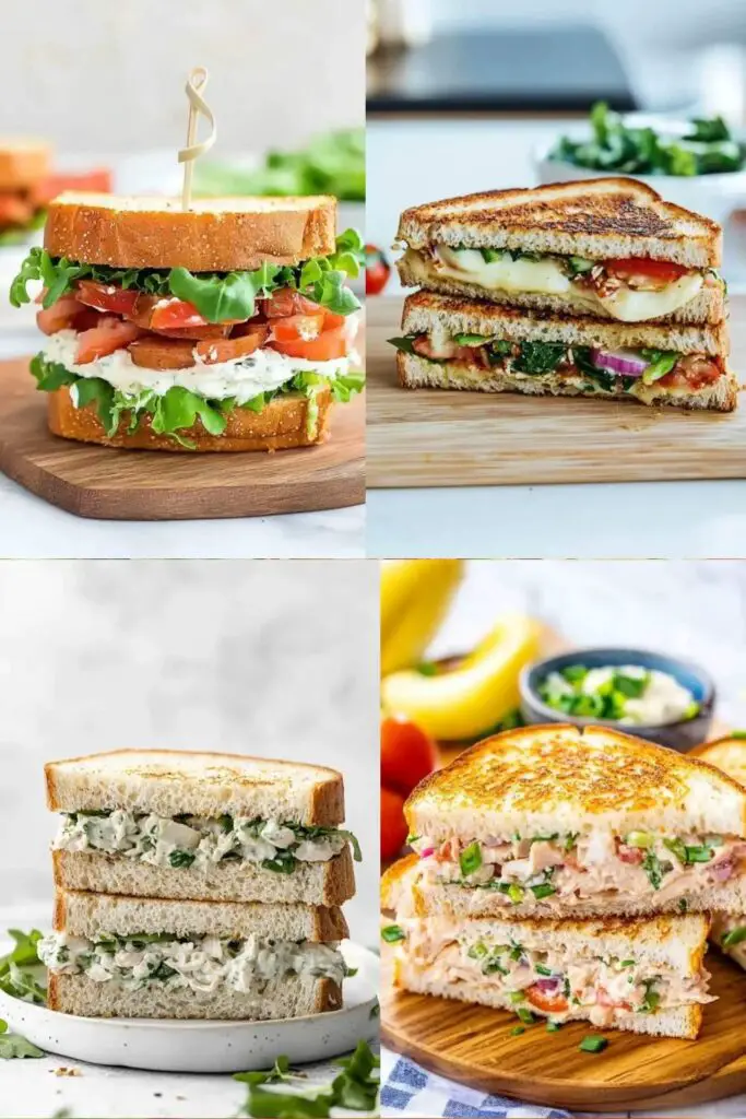 collection of four photos of sandwiches