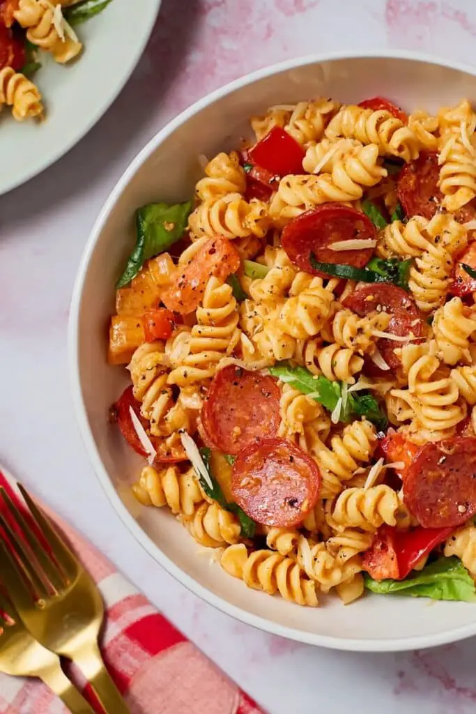 far view of Pepperoni Pasta Salad