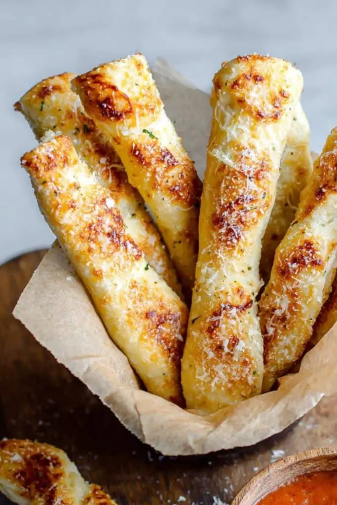 Close view of Cottage Cheese Breadsticks