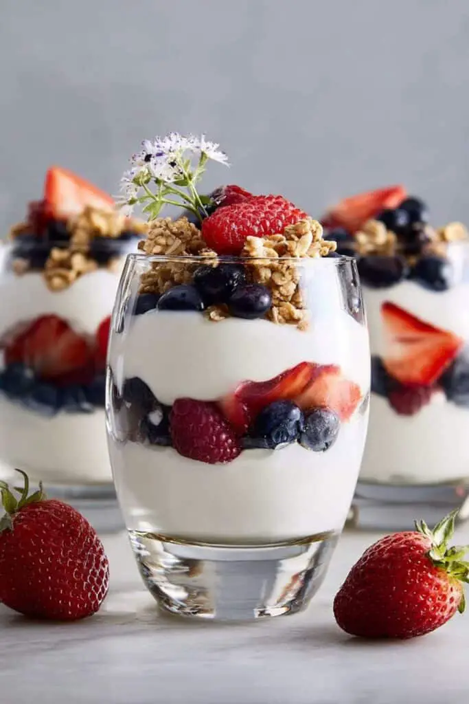 Three glass of parfrait 