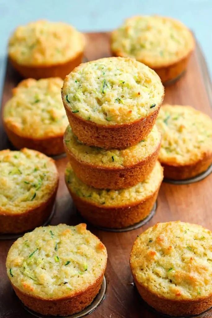 Stacks of Almond Flour Lemon Zucchini Muffins
