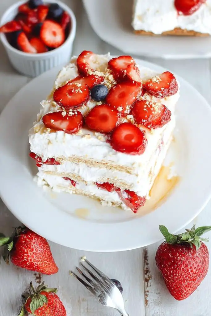 Vegan Strawberry Banana IceBox Cake 
