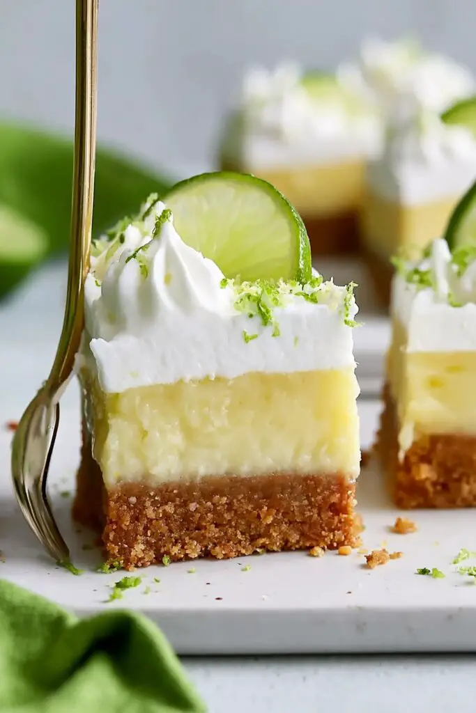 Key Lime Pie Bars with fork